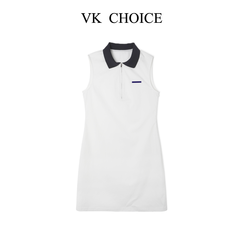 VKCHOICE【优雅女士】POLO领法式拼色撞色显瘦气质连衣裙25092