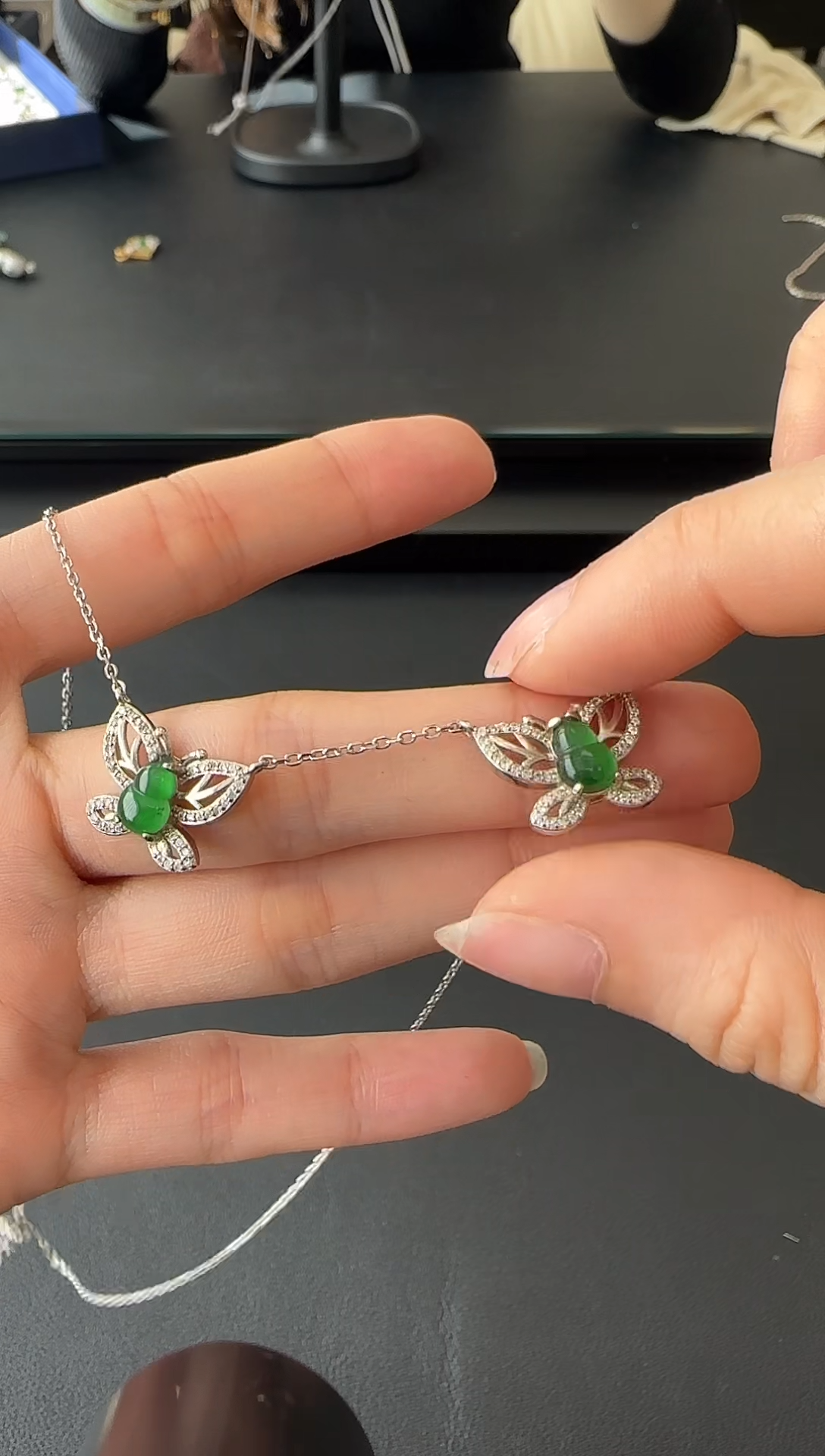 【闪购商品】翡翠项链银S925镶嵌银镶