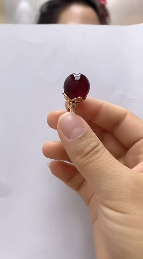 【闪购商品】琥珀裸石银S925镶嵌血珀戒指