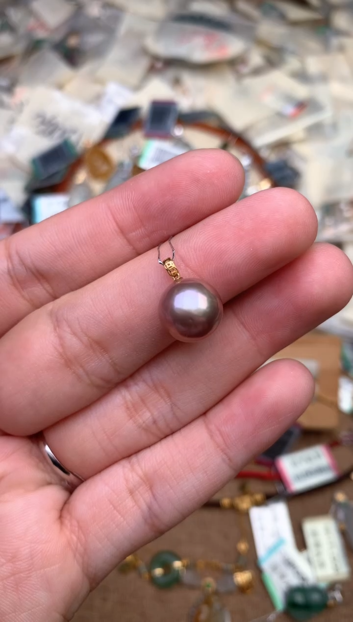 吊坠(不含链)18K金镶嵌淡水珍珠一