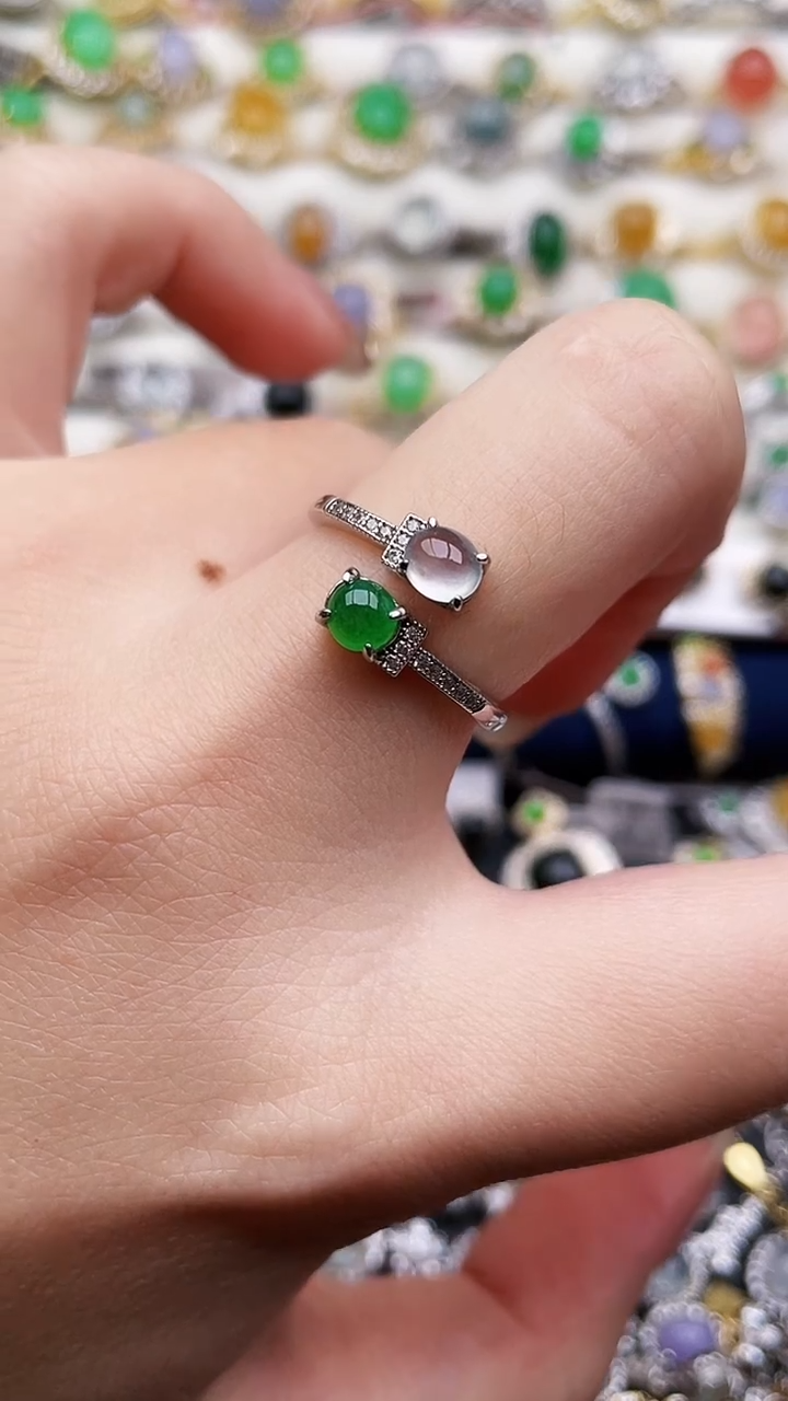 银S925镶嵌戒指翡翠122