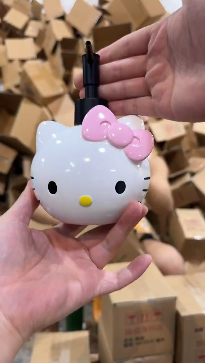 瓷片粉色kt猫头按压瓶