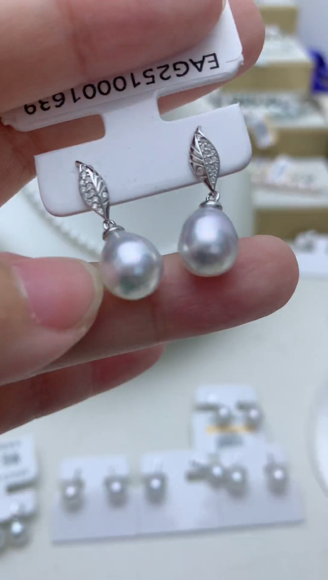 银S925镶嵌耳饰海水珍珠w56 