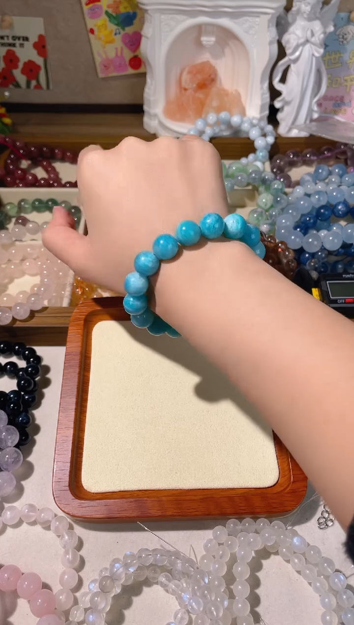 【闪购商品】烟晶手链银S925镶嵌老矿千层纹天河石12加