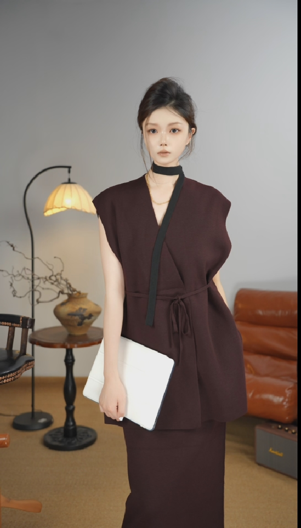 BAIZHI 自在 设计师款绵羊毛背心外套秋冬