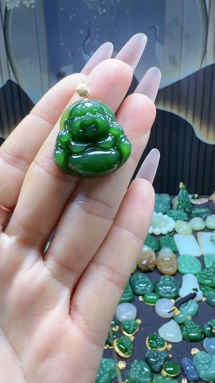 【闪购商品】和田玉挂件18K金镶嵌1