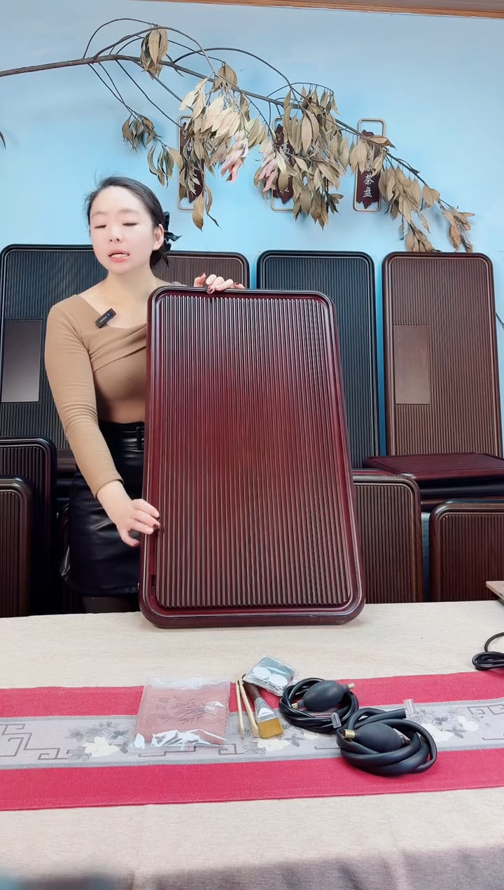 你****游大海红色茶盘80*45*4