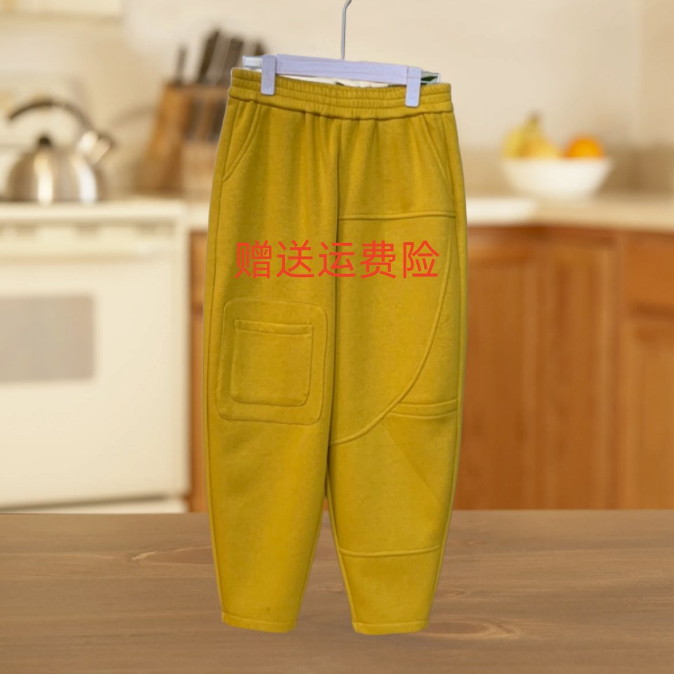加绒哈伦裤女2025冬季新款时尚大码休闲裤女裤宽松妈妈纯色百搭