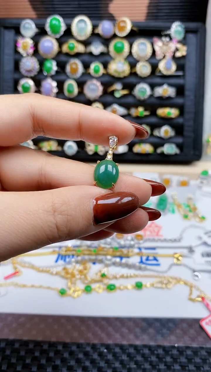 银S925镶嵌戒指翡翠35