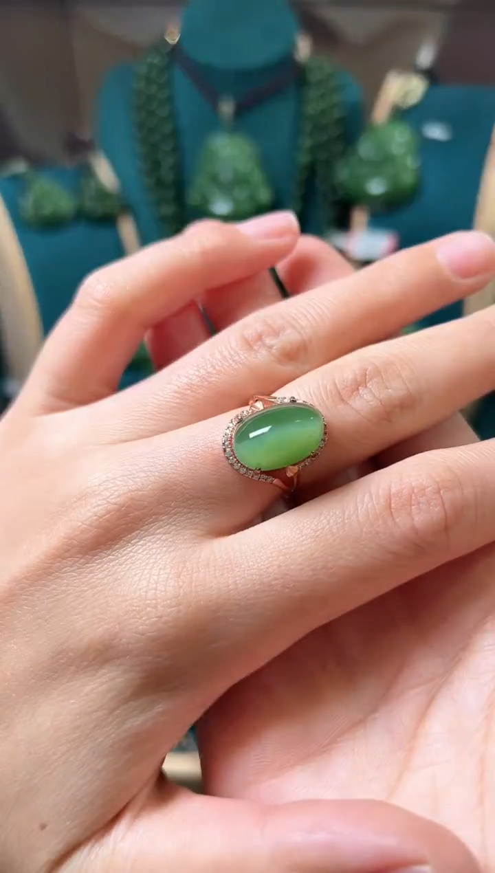 【闪购商品】和田玉（碧玉）戒指银S925镶嵌碧玉