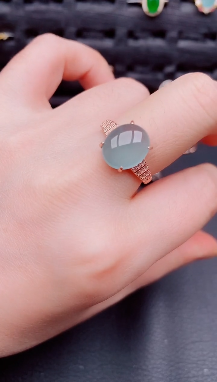 【闪购商品】翡翠戒指银S925镶嵌天然a货翡翠795