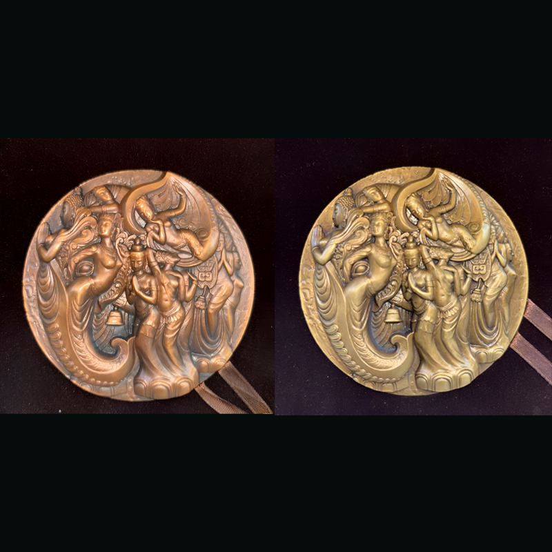 非法定货币【黄铜+紫铜90mm】飞天神女 象章  纪念大铜章