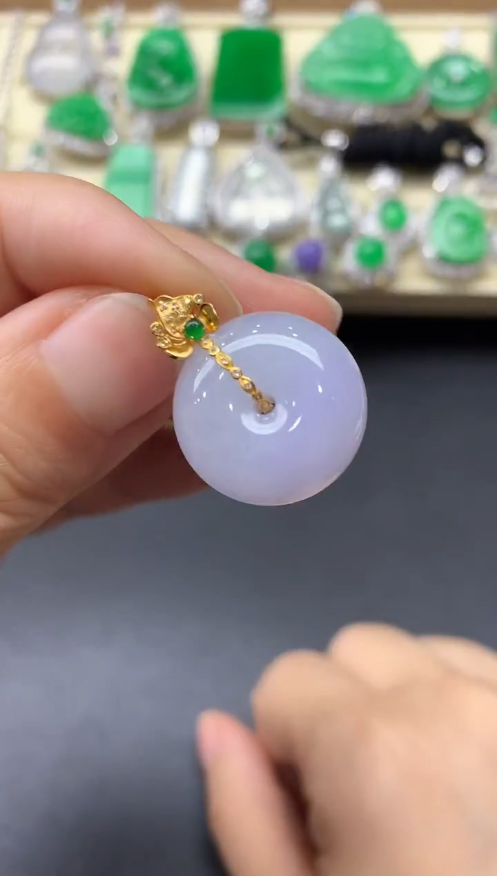 颈饰18K金镶嵌翡翠307-中国好珍宝