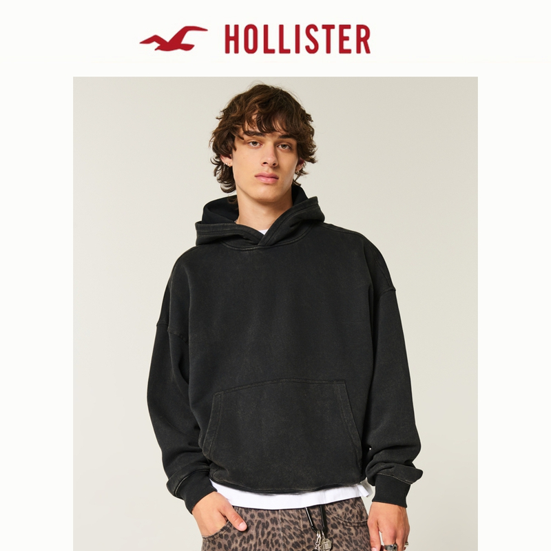 Hollister25秋冬新款baggy情侣抓绒连帽衫卫衣男装女装322-5142
