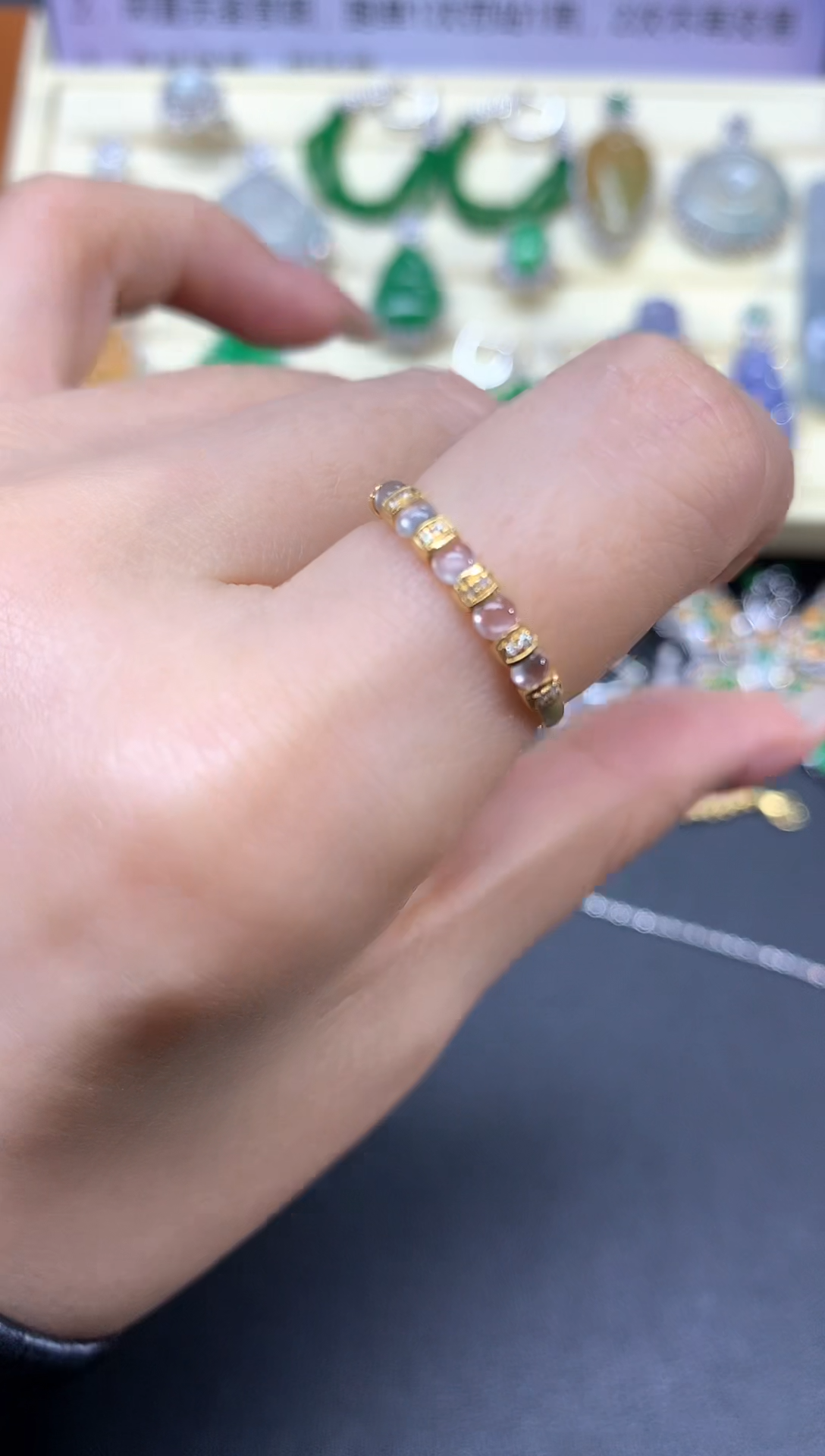 【闪购商品】翡翠戒指18K金镶嵌戒指|950+95