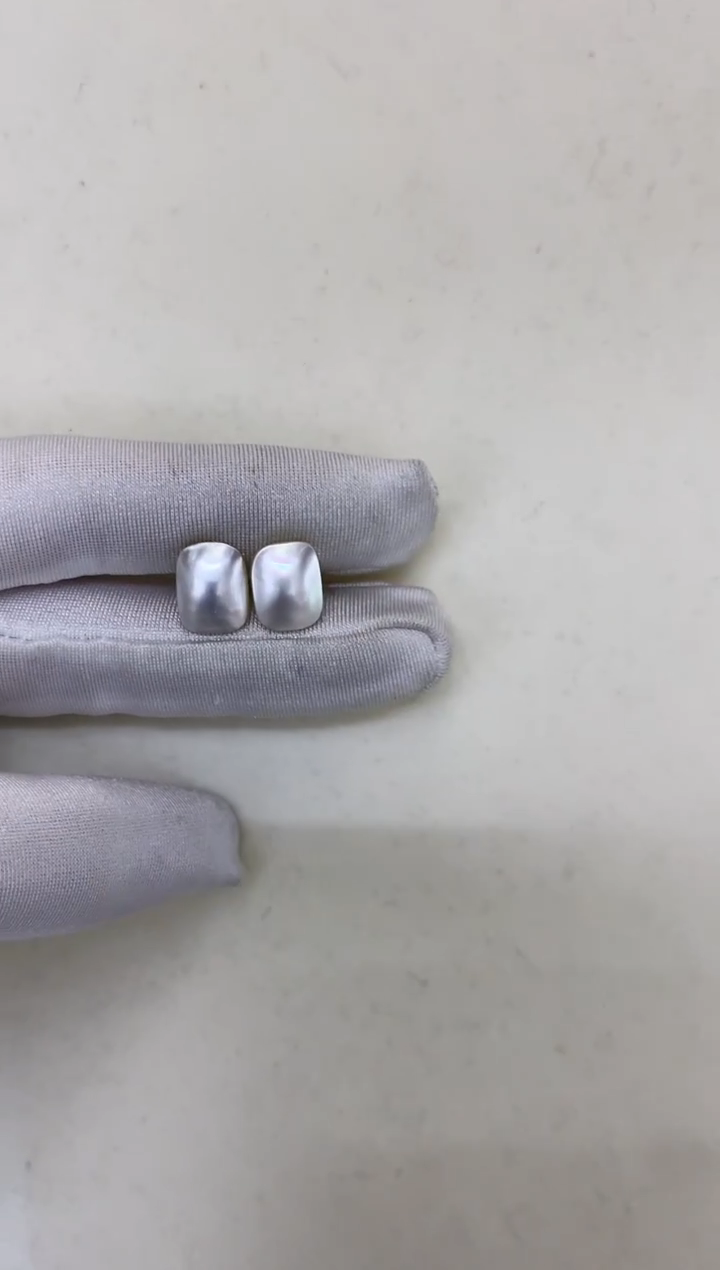 银S925镶嵌DA拼合珍珠（马贝珠）马贝耳钉 ES001