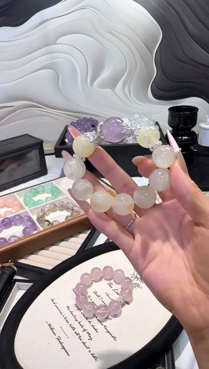 水晶手串未镶嵌黄X紫色
