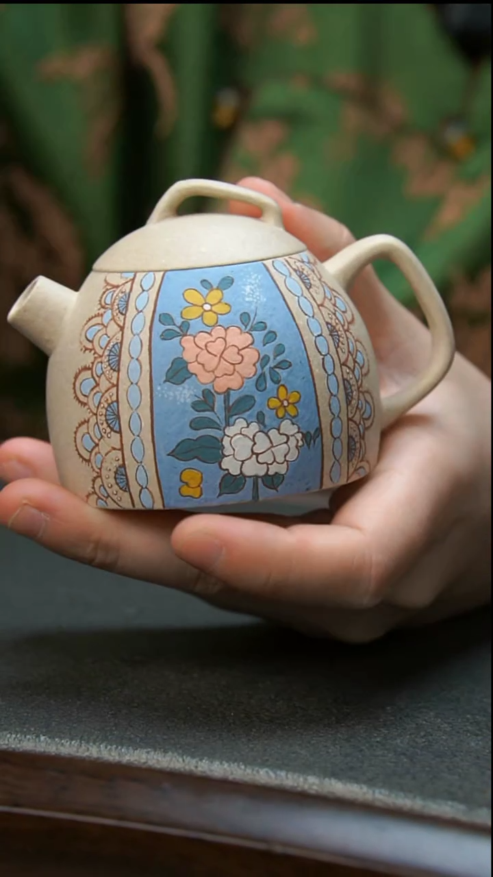 【闪购商品】紫砂茶壶蓝色几何秦权壶微瑕