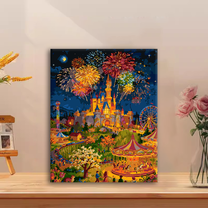 (游园夜梦）diy数字油画手绘填色解压治愈手工礼物丙烯客厅装饰画