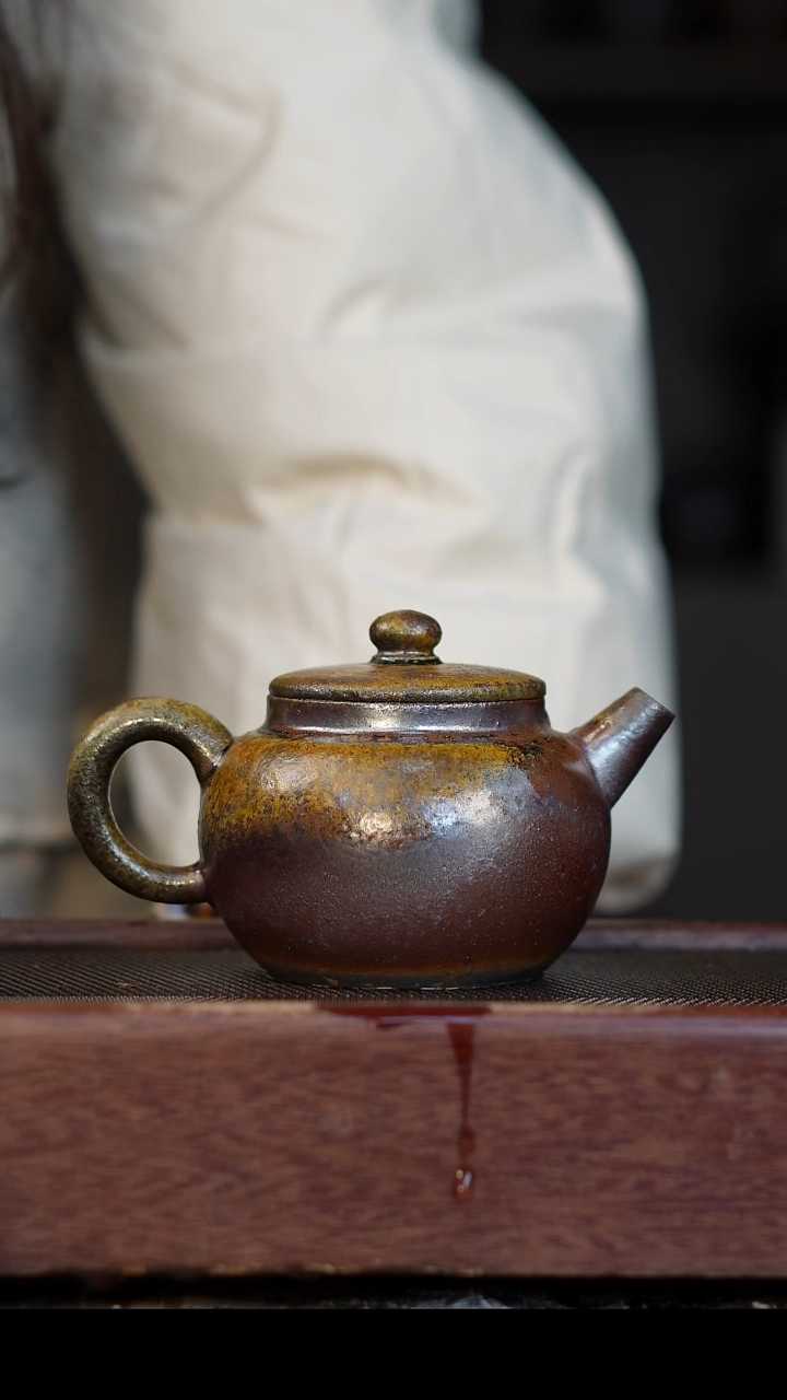 茶壶紫砂柴烧紫砂 天青巨轮200cc