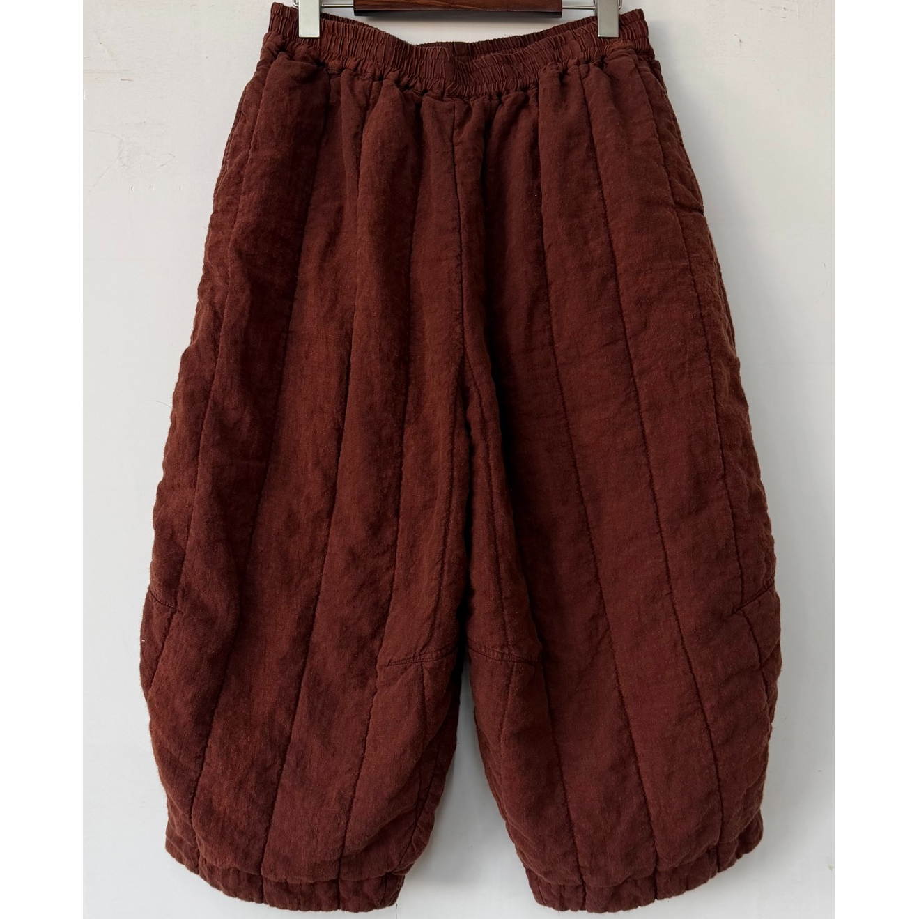 衣秋白-351129全松紧亚麻八分棉裤（长83围150）