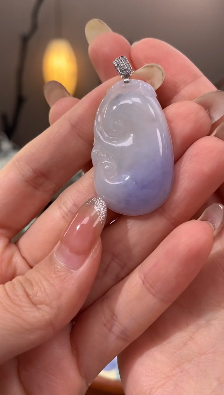 【闪购商品】翡翠颈饰18K金镶嵌天然缅甸a货翡翠