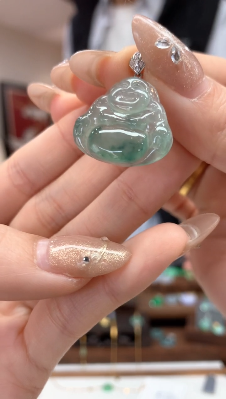 【闪购商品】翡翠吊坠(不含链)18K金镶嵌佛公
