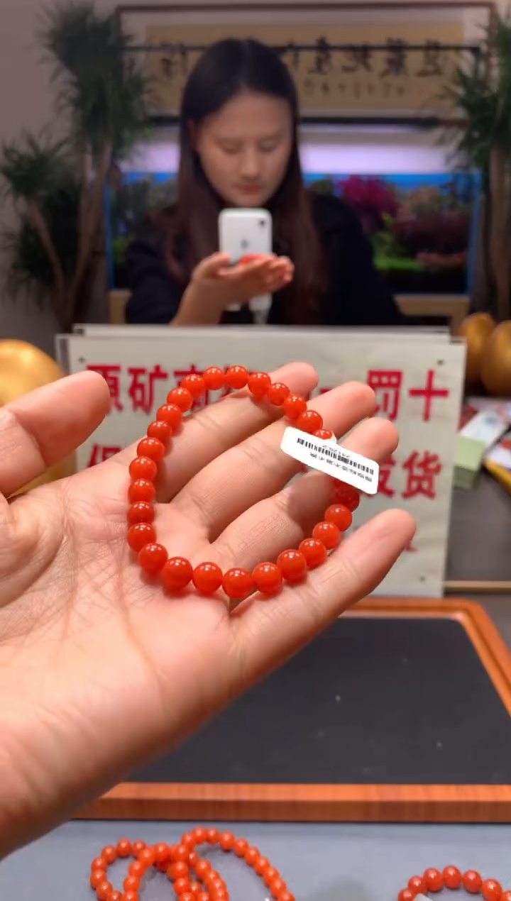 【闪购商品】南红玛瑙手串未镶嵌6mm+柿子红单圈手串
