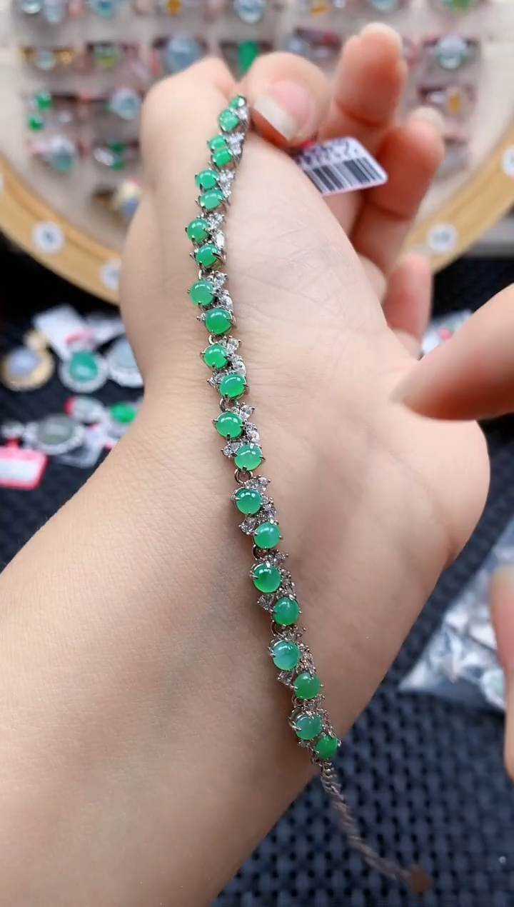 银S925镶嵌戒指翡翠天然A货缅甸翡翠