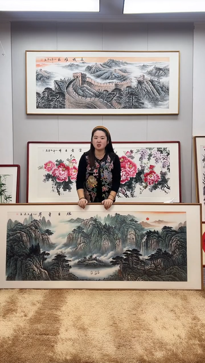 国画手绘山水202*82尺寸