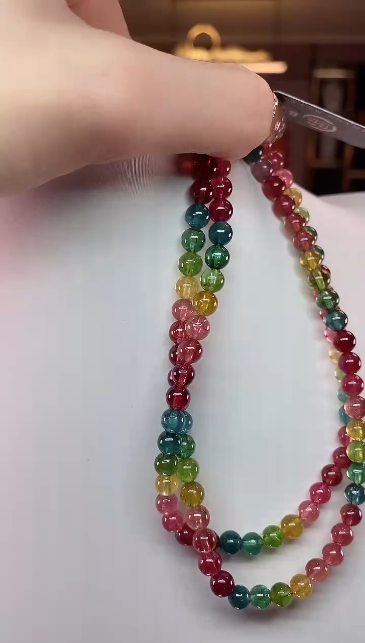 【闪购商品】碧玺三圈手串5mm+未镶嵌一物一证dan