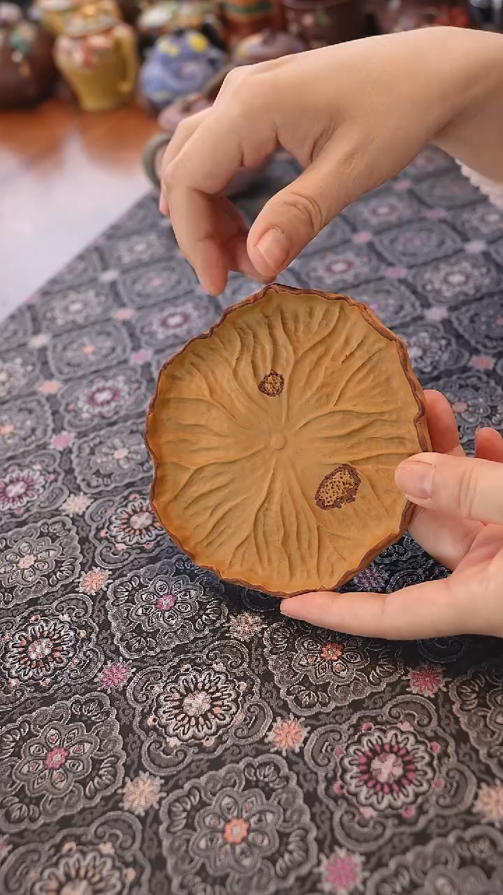 茶壶紫砂黄段荷叶壶承