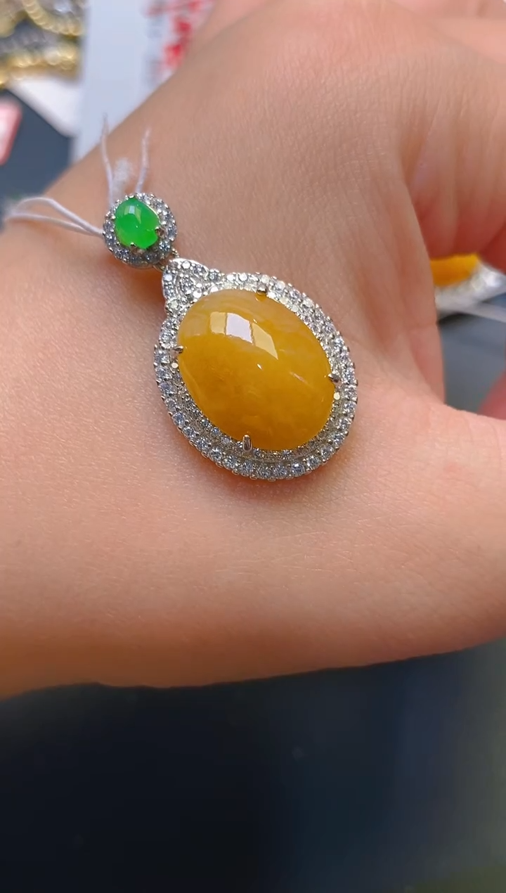 【闪购商品】翡翠耳饰银S925镶嵌天然A货翡翠1