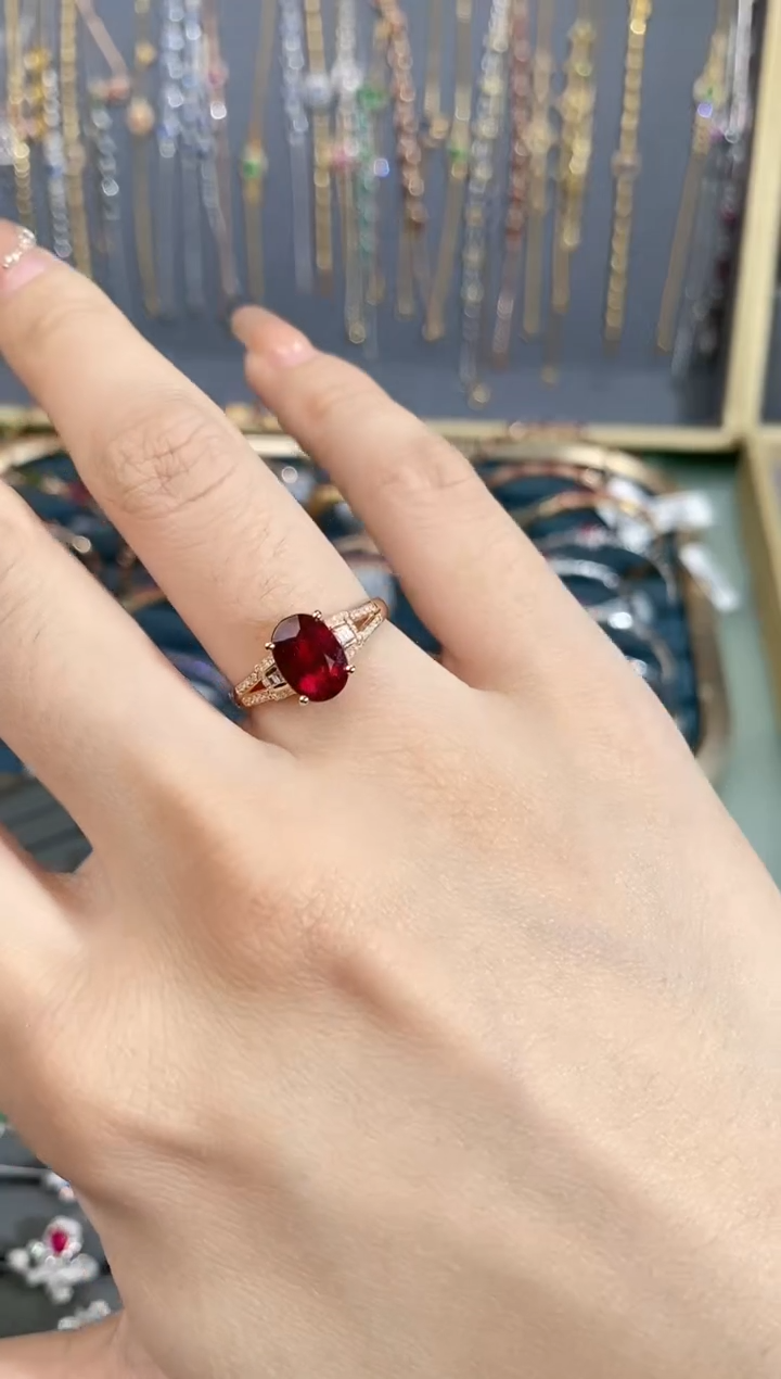 【闪购商品】碧玺戒指18K金镶嵌戒指