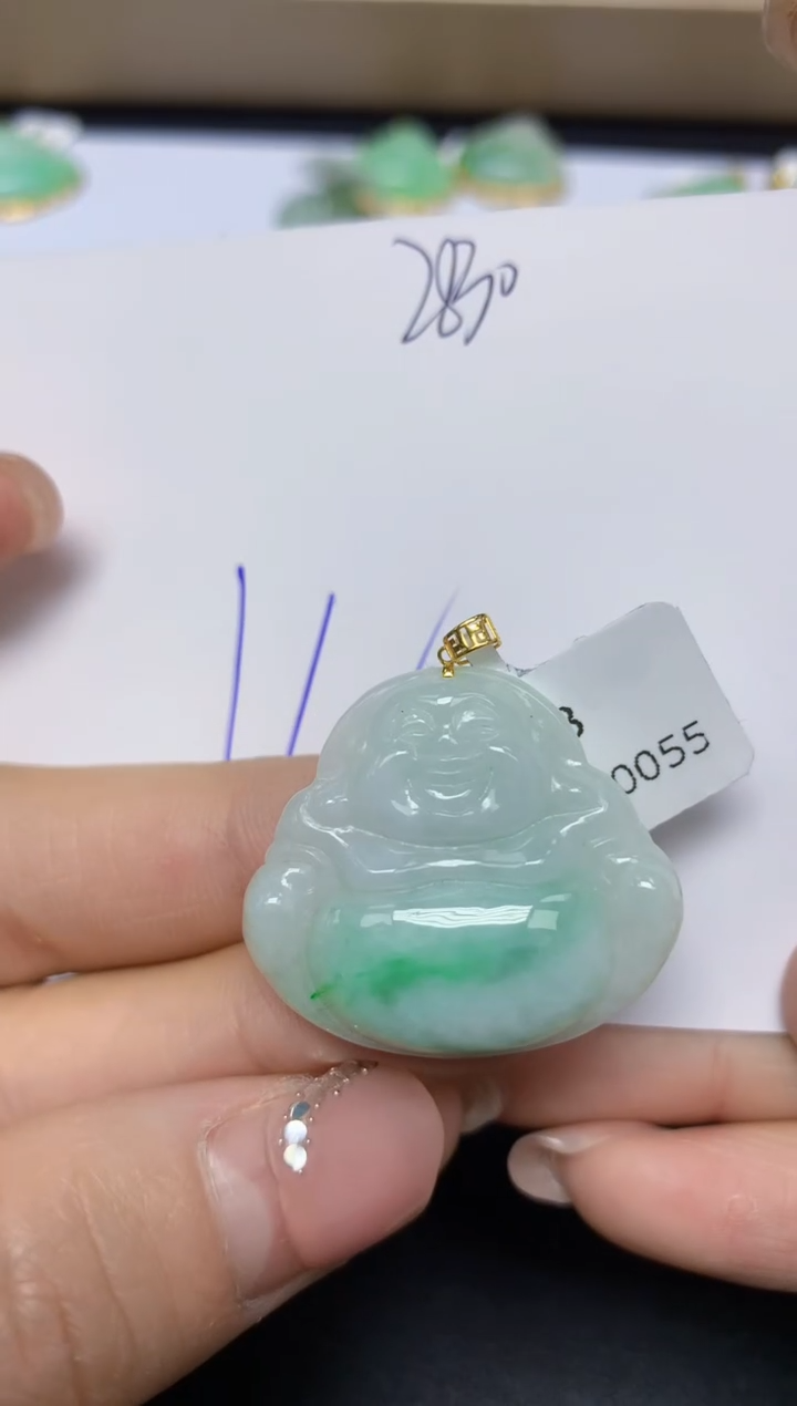 【闪购商品】翡翠挂件18K金镶嵌 天然翡翠A货