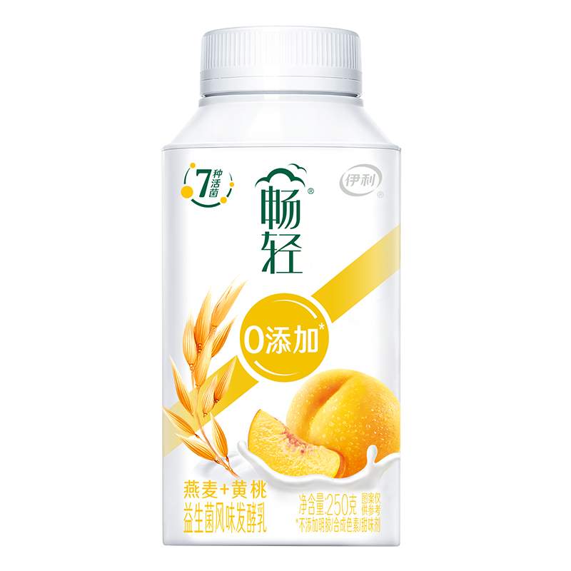 伊利畅轻燕麦+黄桃风味发酵乳250g/瓶