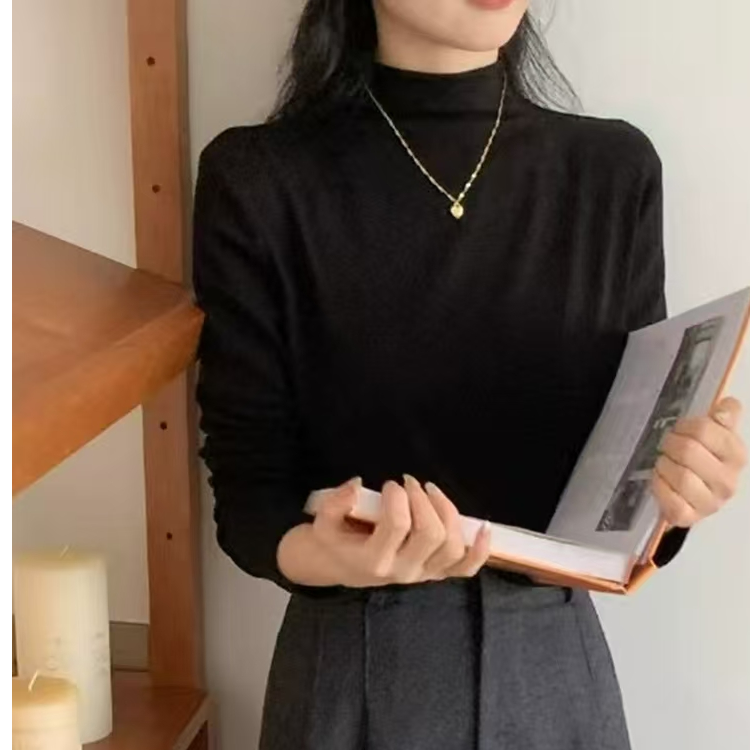  莱赛尔+绵羊毛  高领300克针织螺纹薄绒保暖打底衫A5522