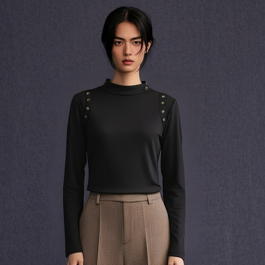 林中鸟秋冬修身型显瘦不起球T恤洋气气质网红百搭