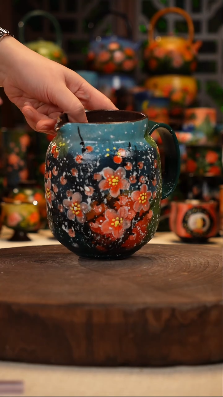紫砂油画手绘釉下彩