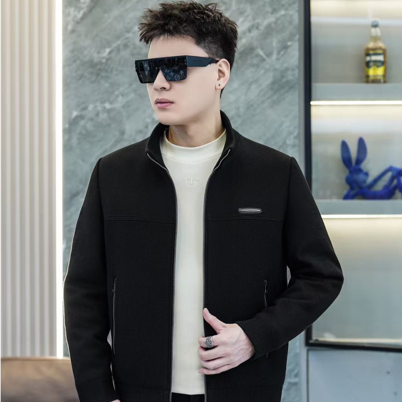 百搭男装休闲保暖90白鸭绒立领时尚拉链男士立领防寒