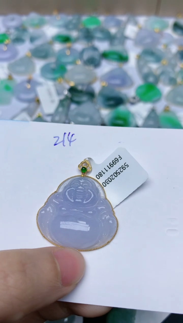 【闪购商品】翡翠颈饰18K金镶嵌天然翡翠A货    214