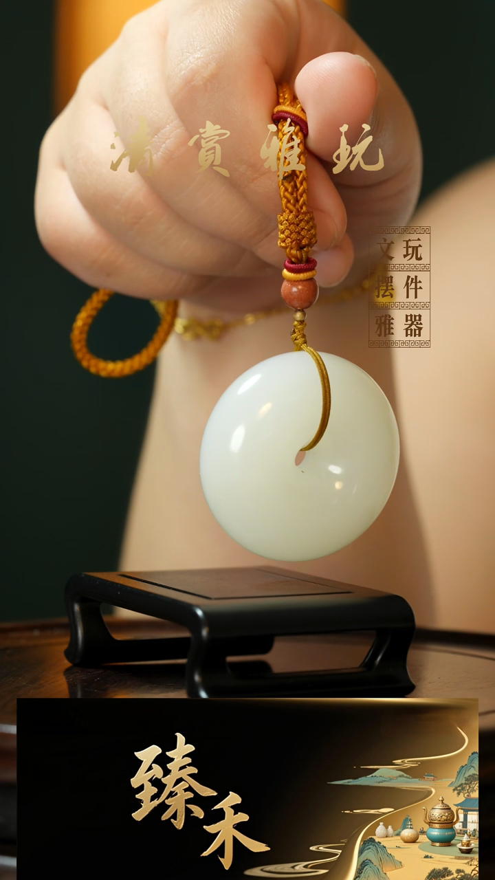 玉《平安扣》手把件摆件