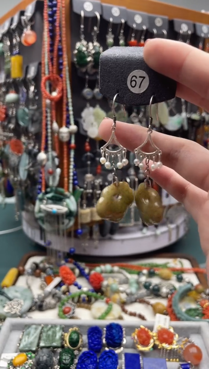 【闪购商品】翡翠耳饰银S925镶嵌饰品