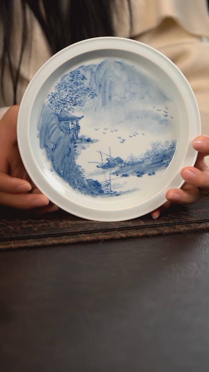 【闪购商品】杯431号HLX陶瓷写意山水大马蹄壶承