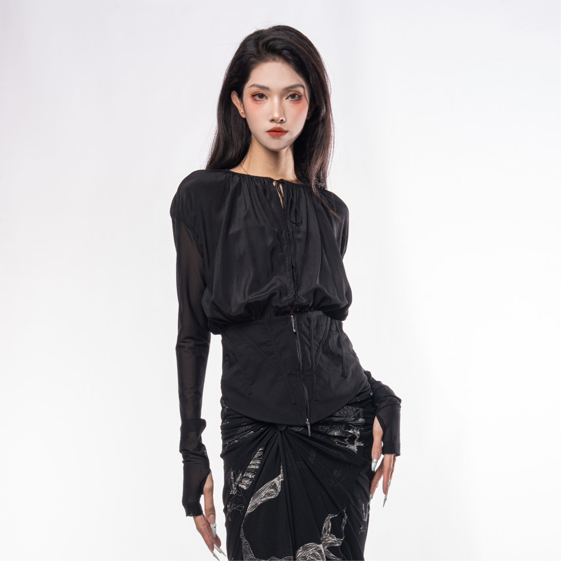 妖客丝路阁C230967真丝拼接上衣收腰上装外套时尚国风设计师品牌