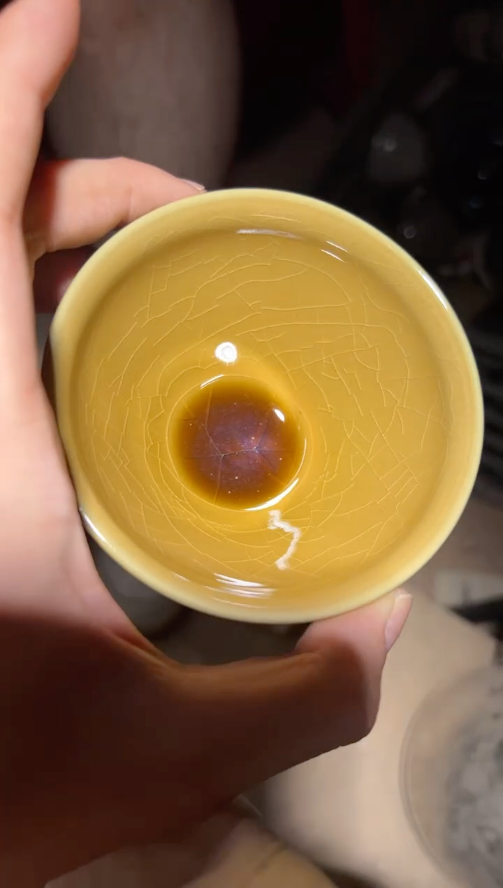茶盏束口玉子黄冰裂建窑建盏主人杯