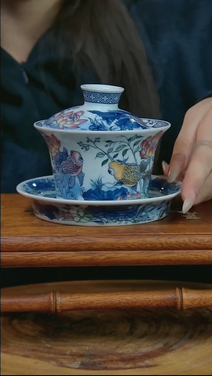 摆件陶金鱼马蹄三才