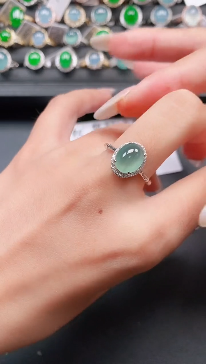 翡翠戒指银S925镶嵌11111