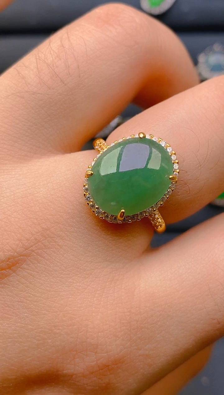 【闪购商品】翡翠戒指银S925镶嵌天然A货翡翠1