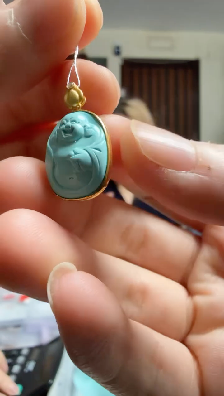 18K金镶嵌绿松石挂件LUF-189